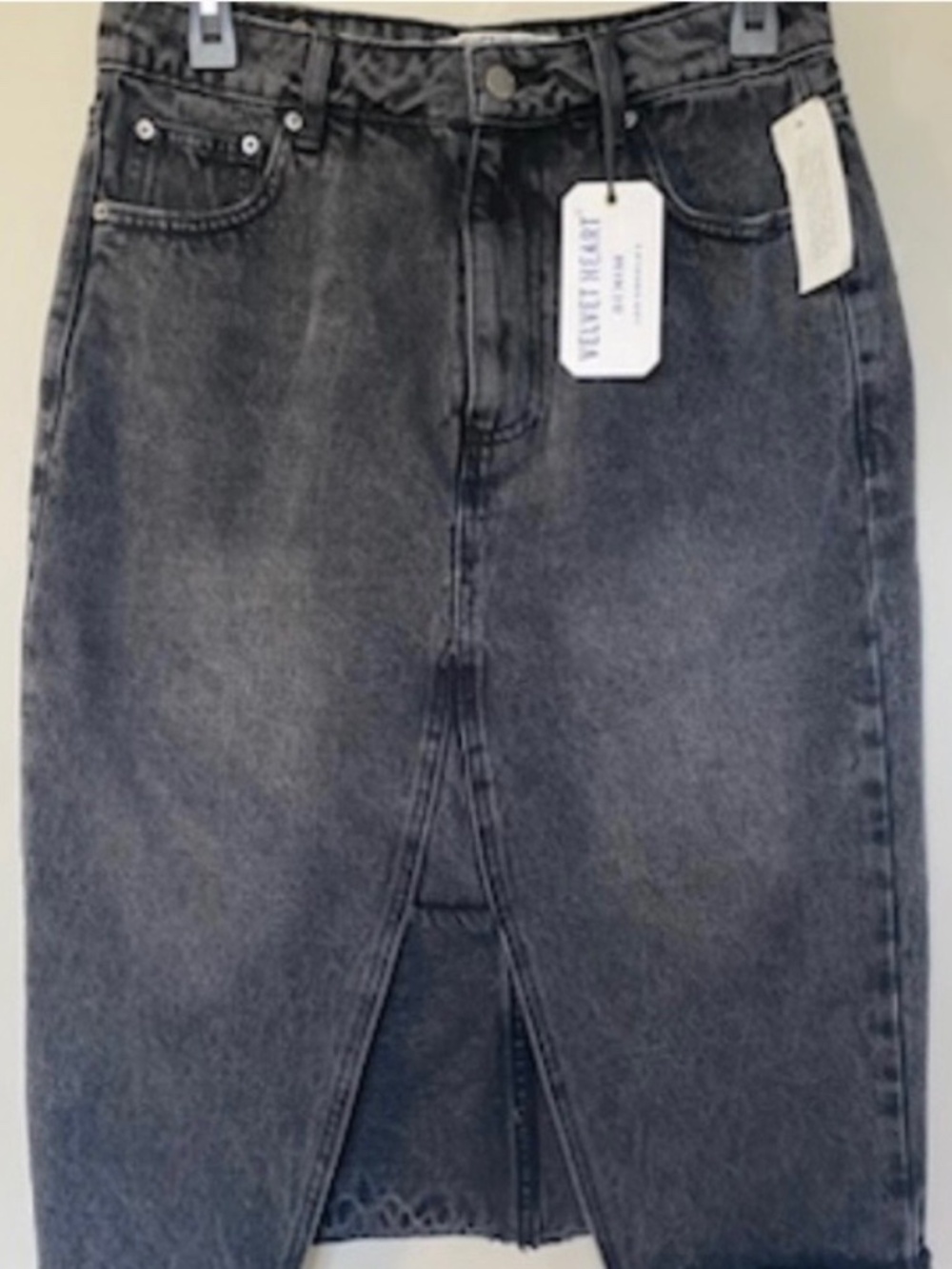 Velvet Heart Anthropologie Brand Black Midi Denim Skirt
